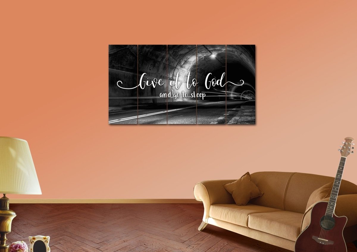The Tunnel Give It To God And Go To Sleep Sign, Wall Art & Decor - Christian Canvas Wall Art