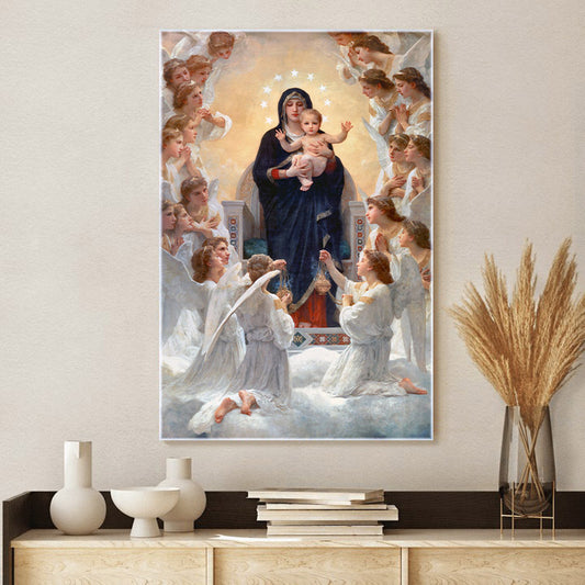 The Virgin With Angels William Bouguereau Canvas Wall Art - Catholic Canvas Wall Art - Religious Gift - Christian Wall Art Decor