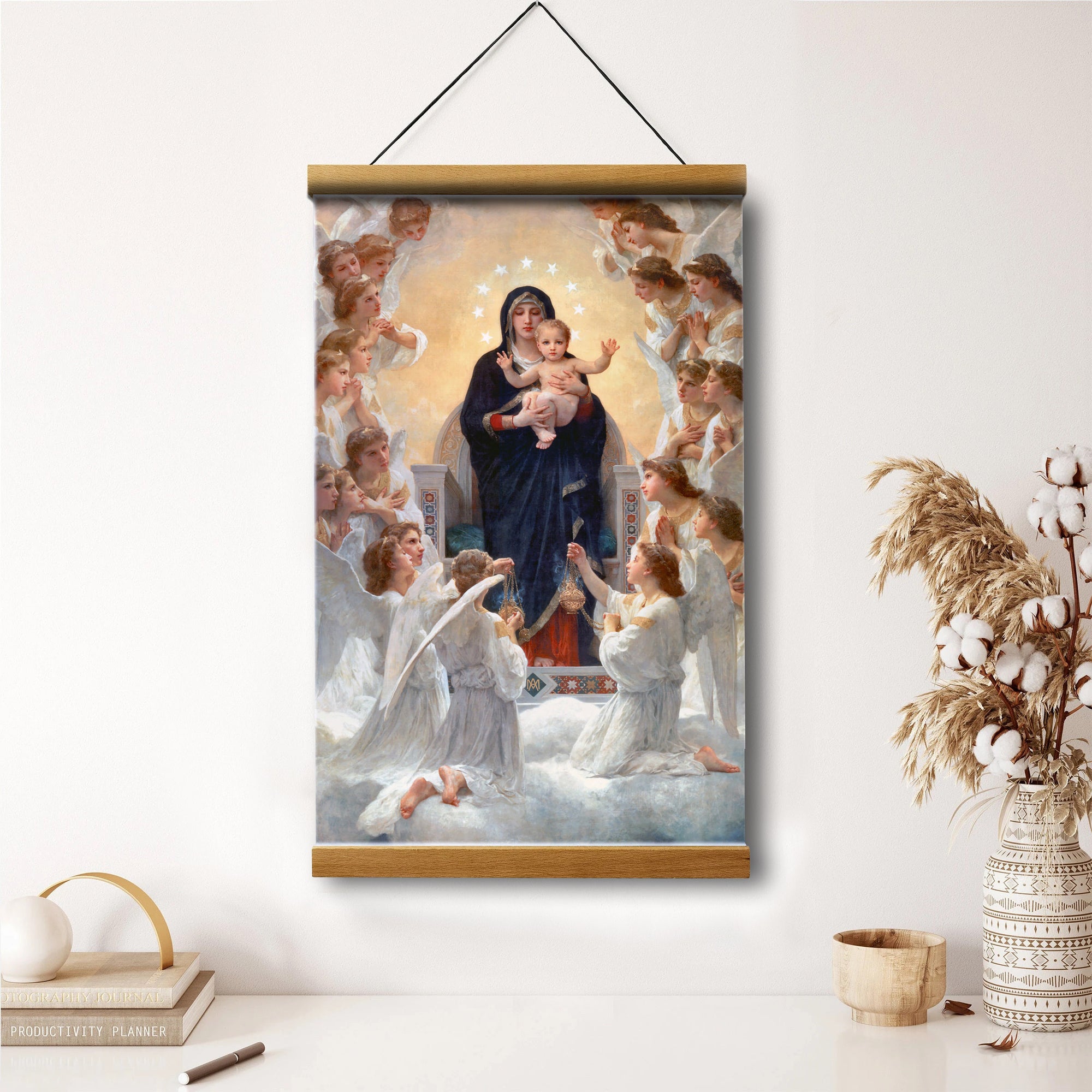 The Virgin With Angels William Bouguereau Hanging Canvas Wall Art - Catholic Hanging Canvas Wall Art - Religious Gift - Christian Wall Art Decor