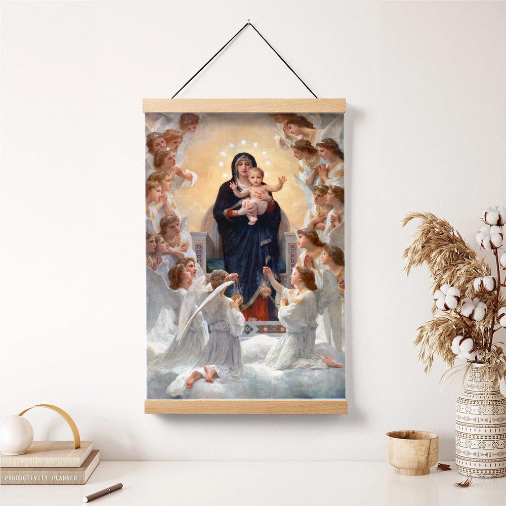 The Virgin With Angels William Bouguereau Hanging Canvas Wall Art - Catholic Hanging Canvas Wall Art - Religious Gift - Christian Wall Art Decor