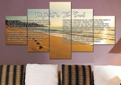 The Walk Footprints In The Sand Wall Art & Decor - Christian Canvas Wall Art
