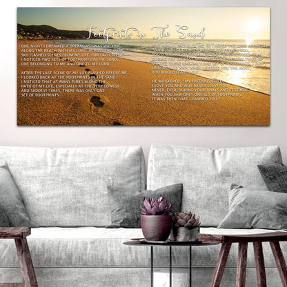 The Walk Footprints In The Sand Wall Art & Decor - Christian Canvas Wall Art