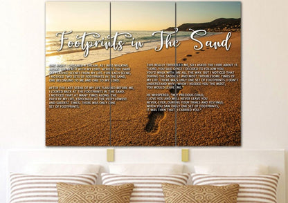 The Walk Footprints In The Sand Wall Art & Decor - Christian Canvas Wall Art