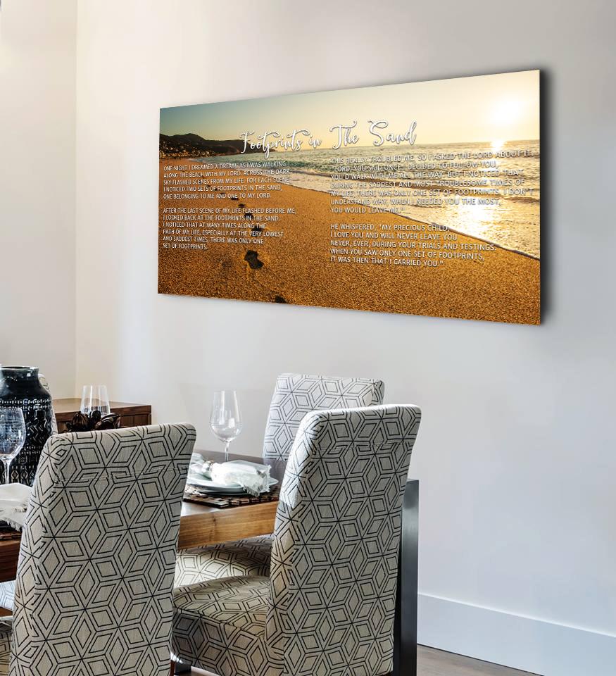 The Walk Footprints In The Sand Wall Art & Decor - Christian Canvas Wall Art