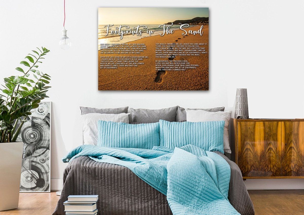 The Walk Footprints In The Sand Wall Art & Decor - Christian Canvas Wall Art