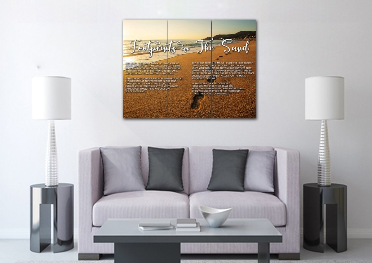 The Walk Footprints In The Sand Wall Art & Decor - Christian Canvas Wall Art