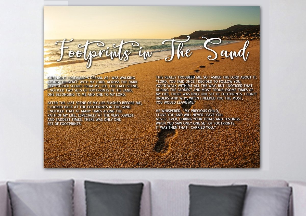 The Walk Footprints In The Sand Wall Art & Decor - Christian Canvas Wall Art