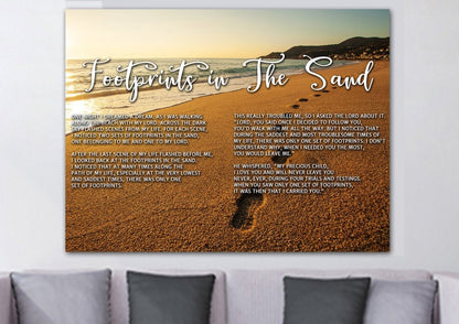 The Walk Footprints In The Sand Wall Art & Decor - Christian Canvas Wall Art