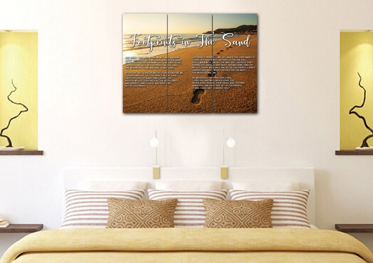 The Walk Footprints In The Sand Wall Art & Decor - Christian Canvas Wall Art