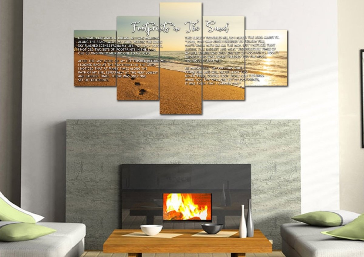 The Walk Footprints In The Sand Wall Art & Decor - Christian Canvas Wall Art