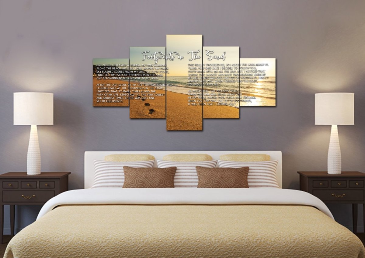The Walk Footprints In The Sand Wall Art & Decor - Christian Canvas Wall Art