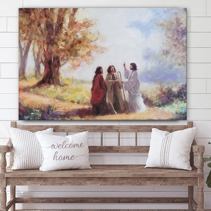 The Way To Emmaus Framed And Matted Christian - Canvas Picture - Jesus Canvas Pictures - Christian Wall Art