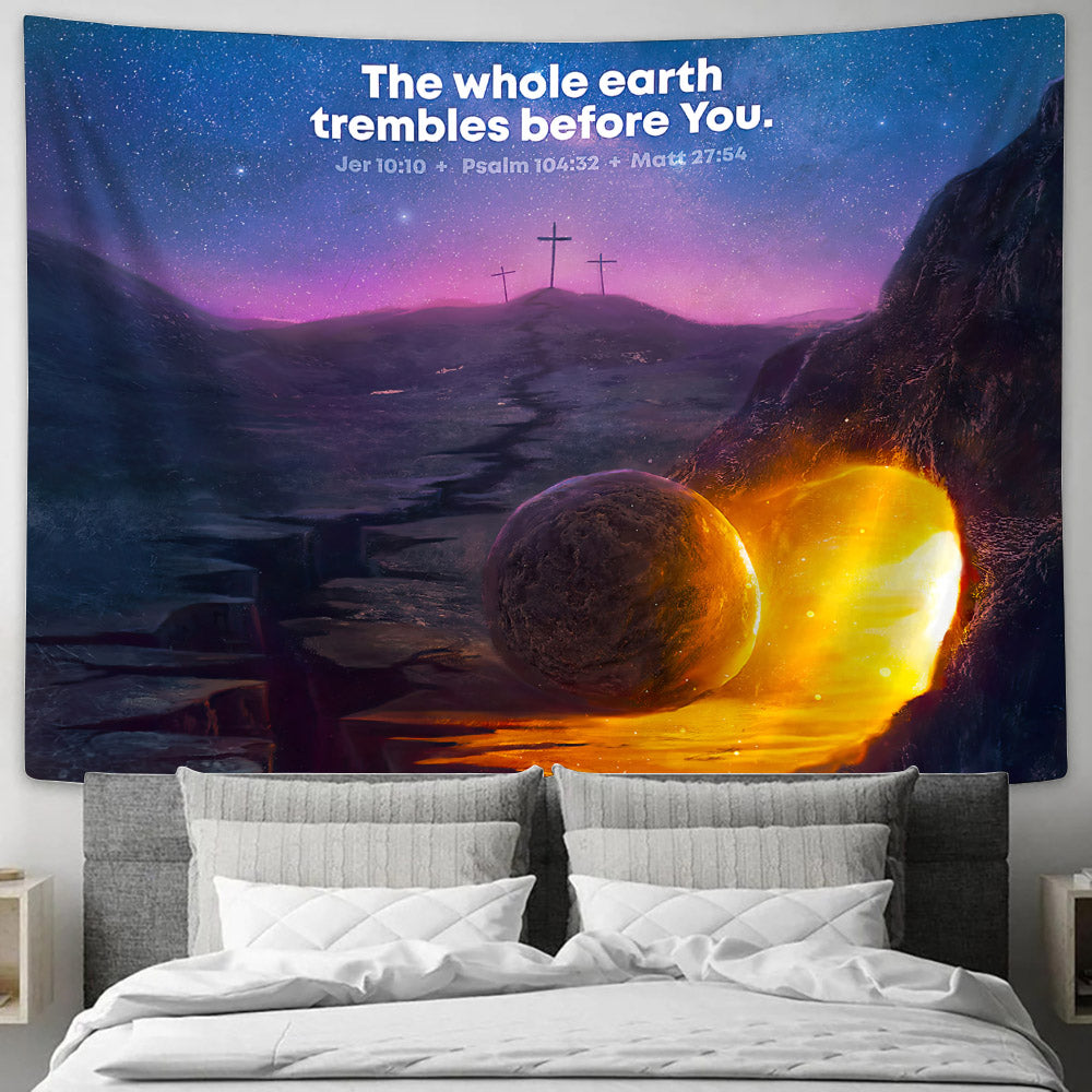 The Whole Earth Trembles Before Lord Psalm 104 32 - Christian Tapestry - Tapestry Of Jesus - Bible Wall Tapestry