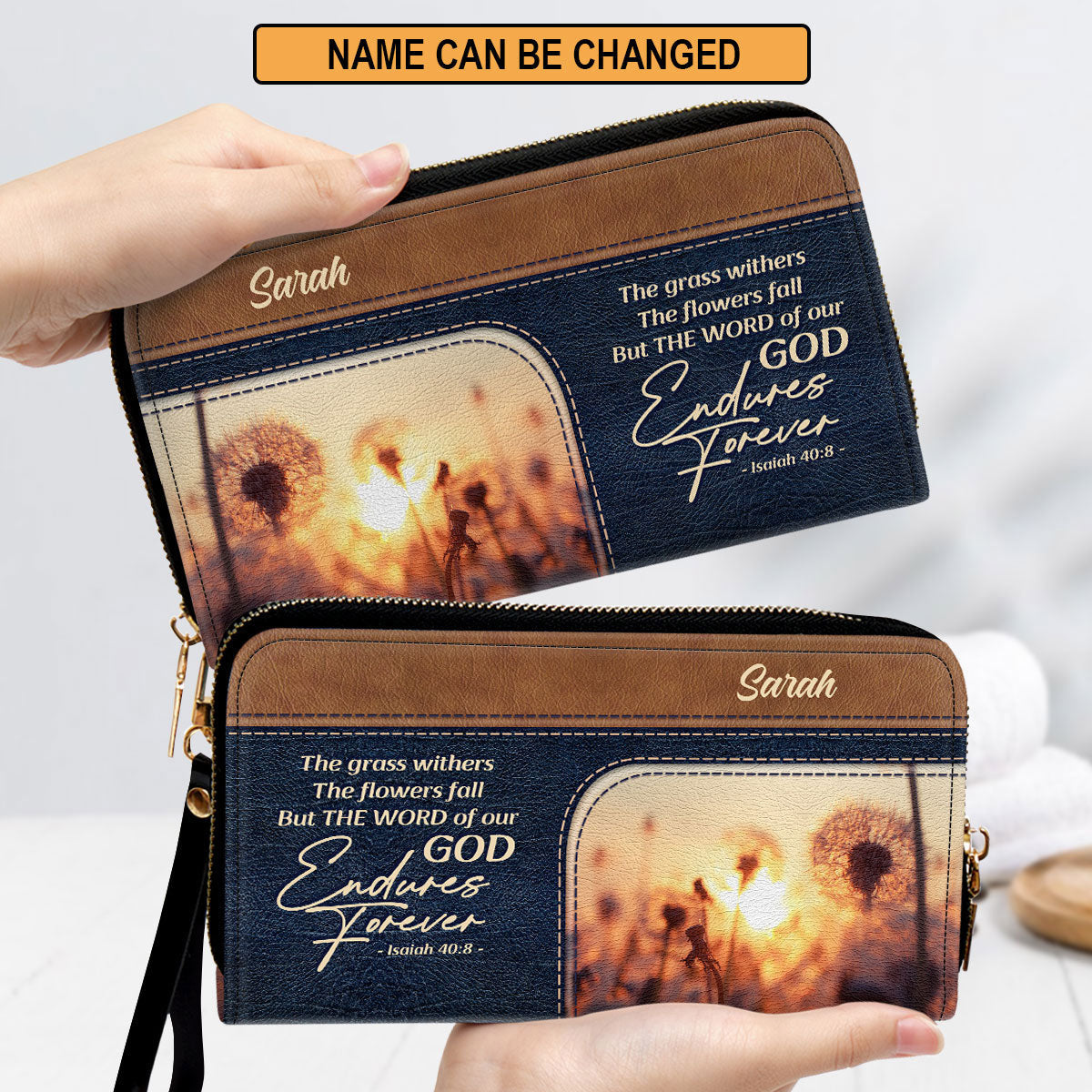 The Word Of Our God Endures Forever Adorable Clutch Purse For Women - Personalized Name - Christian Gifts For Women