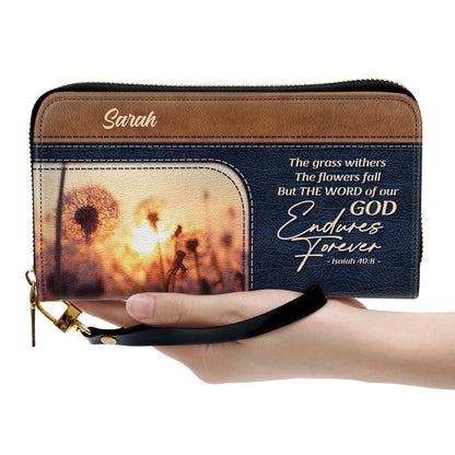 The Word Of Our God Endures Forever Adorable Clutch Purse For Women - Personalized Name - Christian Gifts For Women