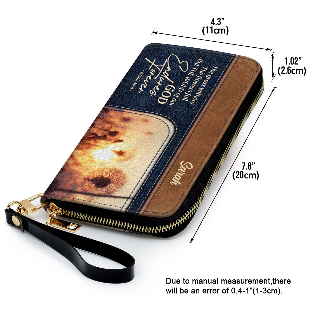 The Word Of Our God Endures Forever Adorable Clutch Purse For Women - Personalized Name - Christian Gifts For Women