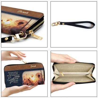 The Word Of Our God Endures Forever Adorable Clutch Purse For Women - Personalized Name - Christian Gifts For Women