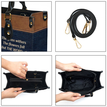 The Word Of Our God Endures Forever Pretty Personalized Leather Bag For Women - Religious Gifts For Women
