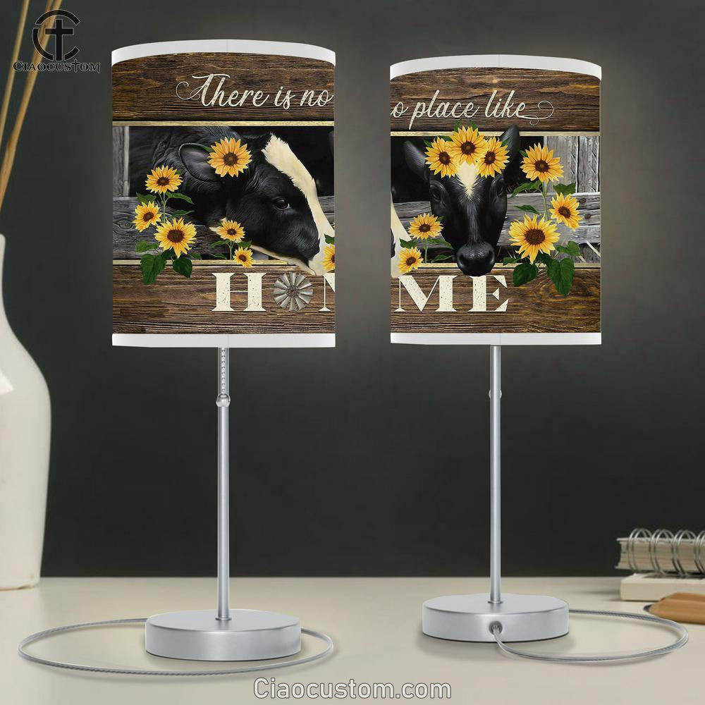 There Is No Place Like Home Black Cow, Sunflower Lamp Art Table Lamp - Christian Lamp Art - Religious Art