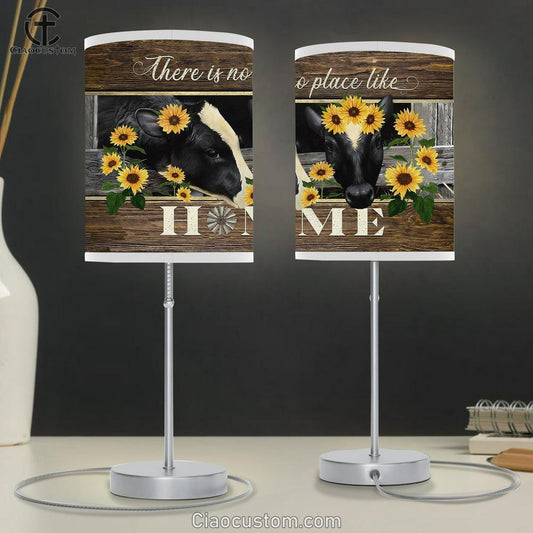 There Is No Place Like Home Black Cow, Sunflower Lamp Art Table Lamp - Christian Lamp Art - Religious Art