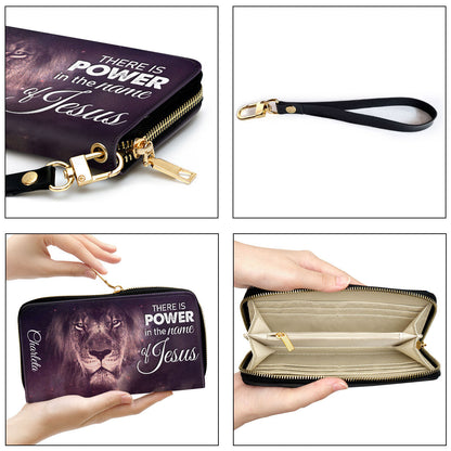 There Is Power In The Name Of Jesus - The Lion Of Judah Clutch Purse For Women - Personalized Name - Christian Gifts For Women