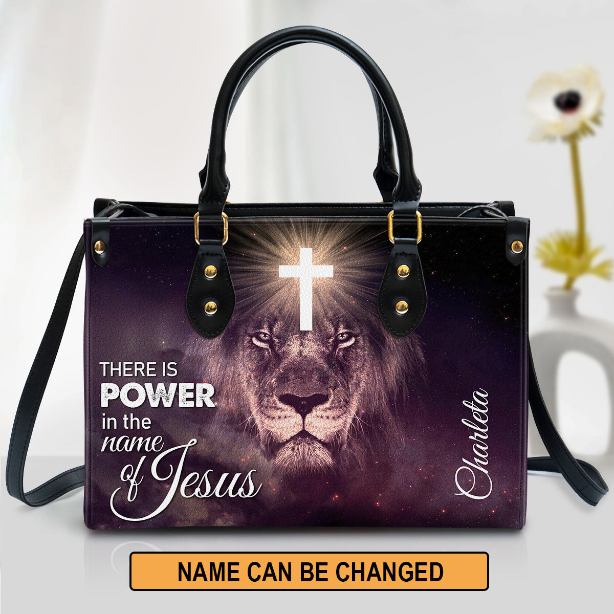 There Is Power In The Name Of Jesus Beautiful Personalized Leather Bag For Women - Religious Gifts For Women