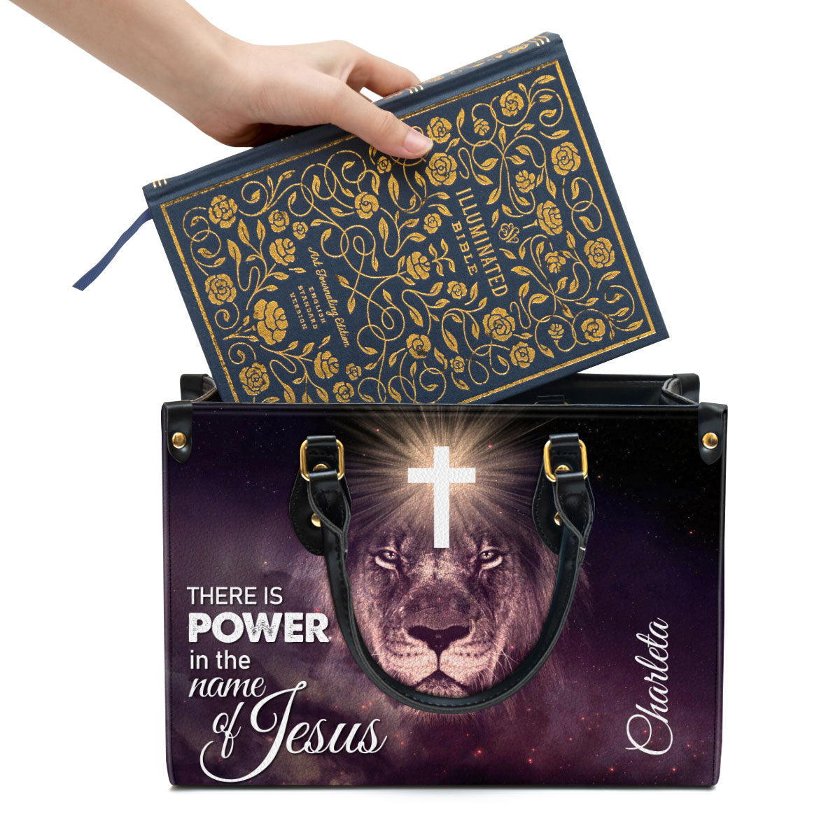 There Is Power In The Name Of Jesus Beautiful Personalized Leather Bag For Women - Religious Gifts For Women