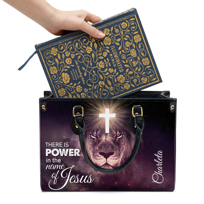 There Is Power In The Name Of Jesus Beautiful Personalized Leather Bag For Women - Religious Gifts For Women