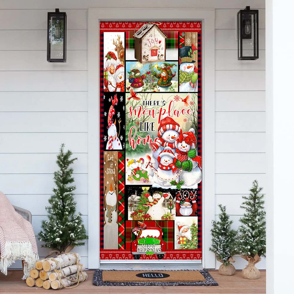 There's Snow Place Like Home Snowman Door Cover - Christmas Outdoor Decoration