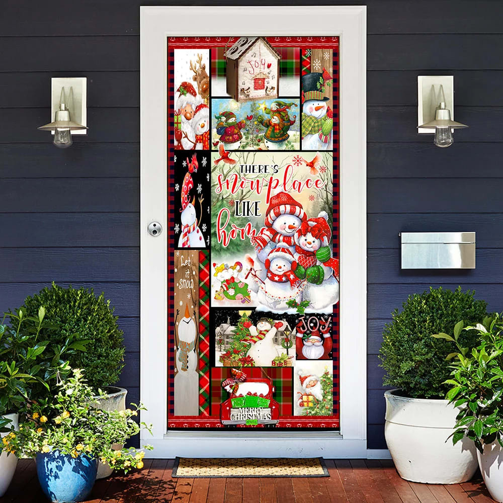 There's Snow Place Like Home Snowman Door Cover - Christmas Outdoor Decoration