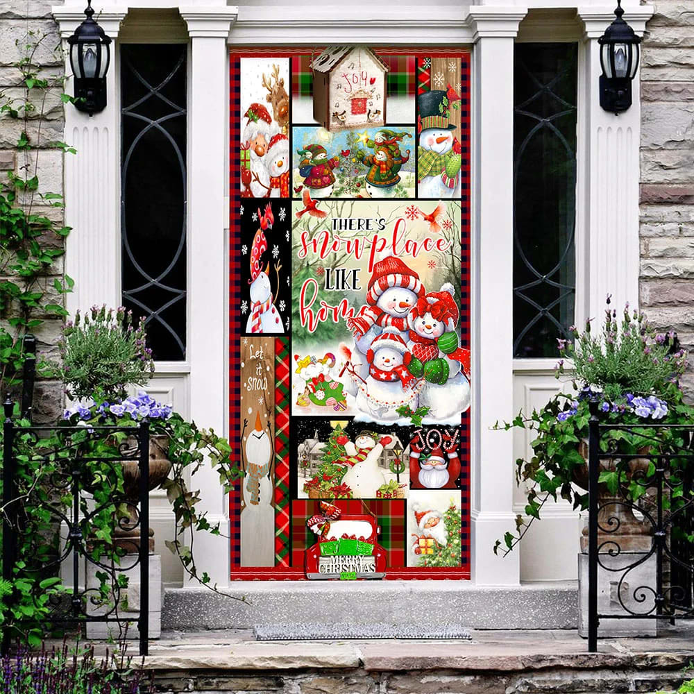 There's Snow Place Like Home Snowman Door Cover - Christmas Outdoor Decoration