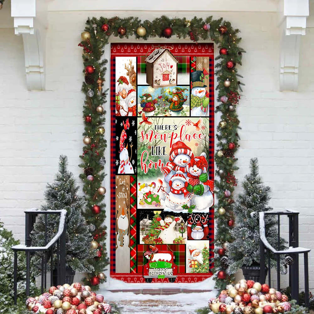 There's Snow Place Like Home Snowman Door Cover - Christmas Outdoor Decoration