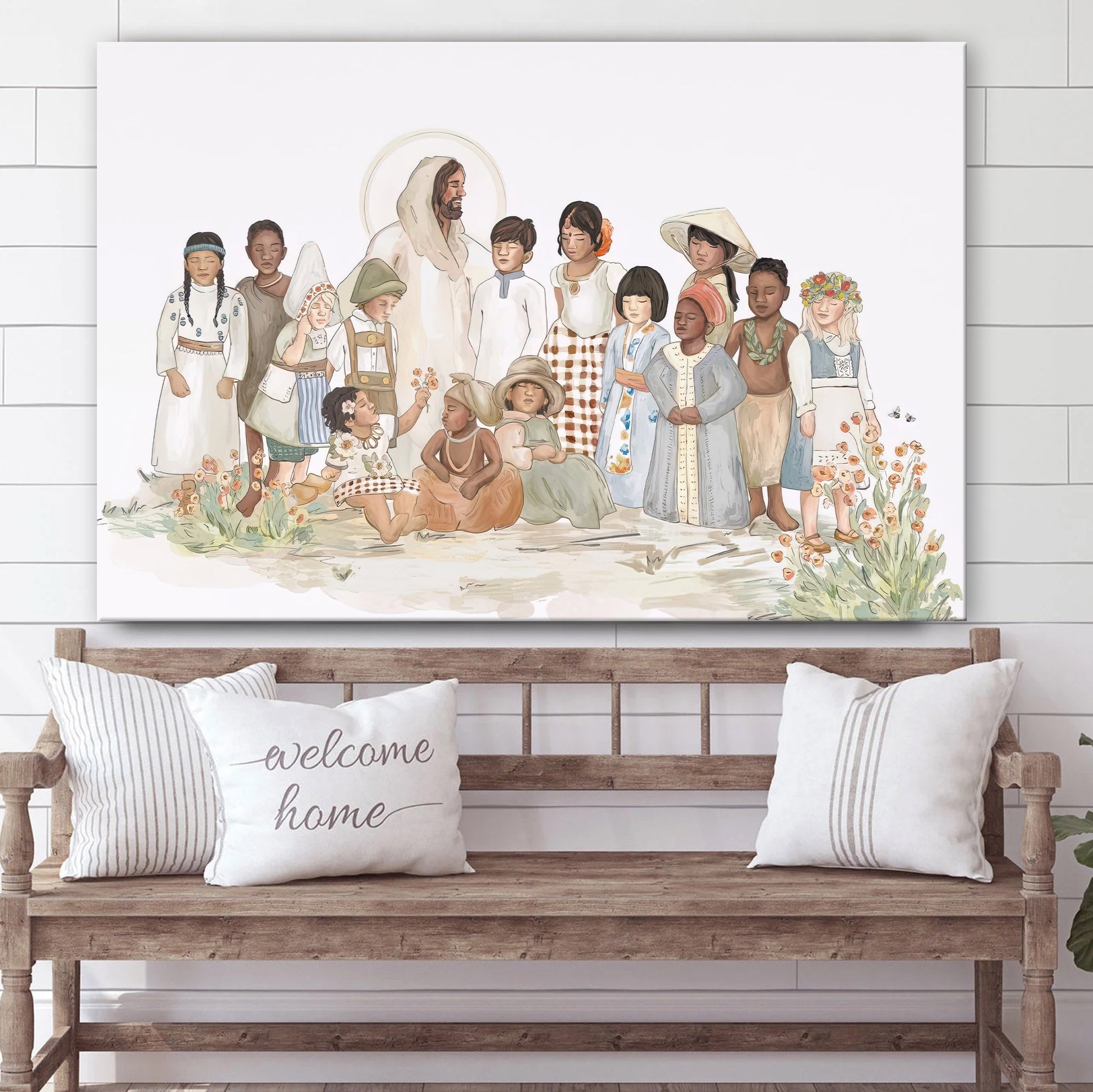 These Little Ones Canvas Posters - Jesus And Children Canvas - Ciaocustom
