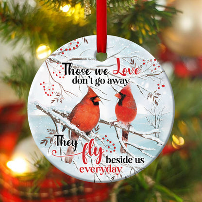They Fly Beside Us Everyday - Cardinal Bird Ceramic Circle Ornament - Nativity Ornaments