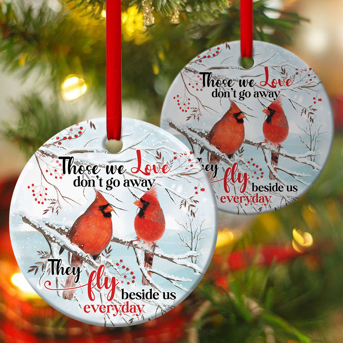 They Fly Beside Us Everyday - Cardinal Bird Ceramic Circle Ornament - Nativity Ornaments