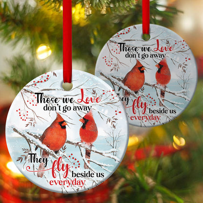 They Fly Beside Us Everyday - Cardinal Bird Ceramic Circle Ornament - Nativity Ornaments