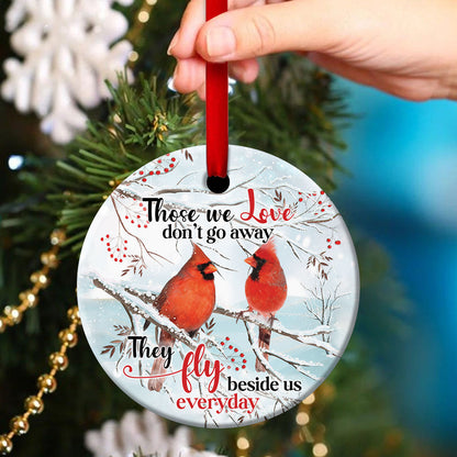 They Fly Beside Us Everyday - Cardinal Bird Ceramic Circle Ornament - Nativity Ornaments
