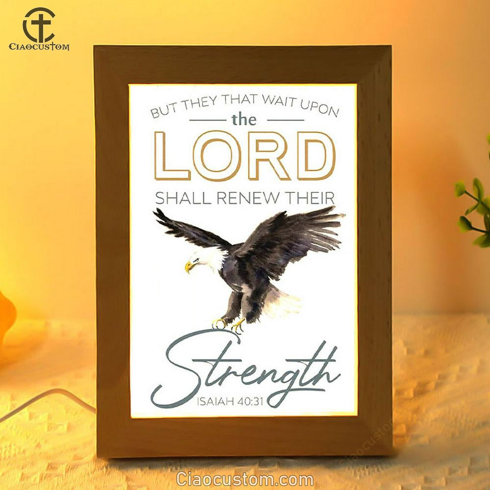 They That Wait Upon The Lord Isaiah 4031 Kjv Bald Eagles Bible Verse Wooden Lamp Art - Bible Verse Wooden Lamp