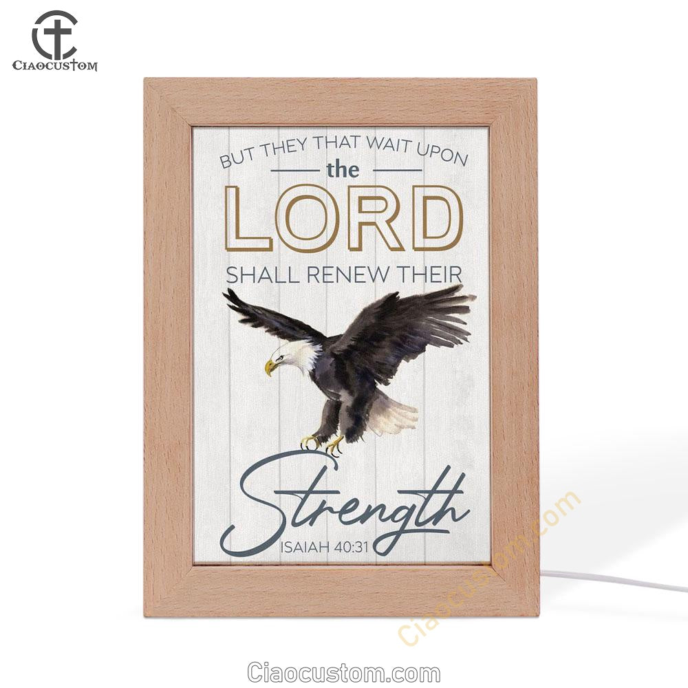 They That Wait Upon The Lord Isaiah 4031 Kjv Bald Eagles Bible Verse Wooden Lamp Art - Bible Verse Wooden Lamp