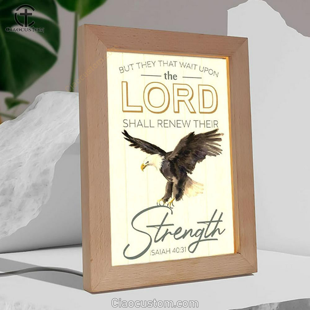 They That Wait Upon The Lord Isaiah 4031 Kjv Bald Eagles Bible Verse Wooden Lamp Art - Bible Verse Wooden Lamp