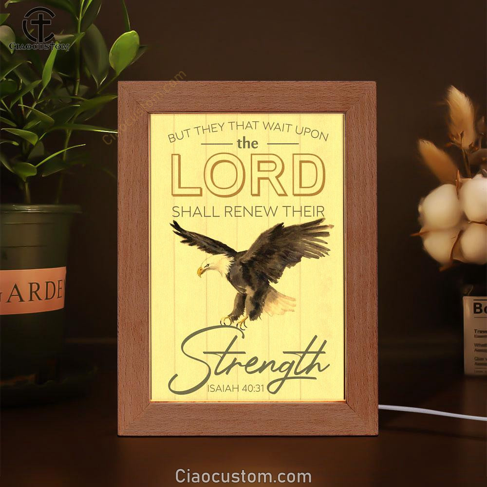 They That Wait Upon The Lord Isaiah 4031 Kjv Bald Eagles Bible Verse Wooden Lamp Art - Bible Verse Wooden Lamp