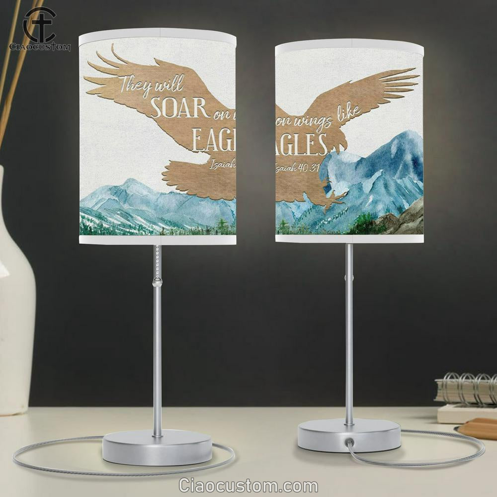 They Will Soar On Wings Like Eagles Isaiah 4031 Bible Verse Table Lamp For Bedroom - Christian Room Decor
