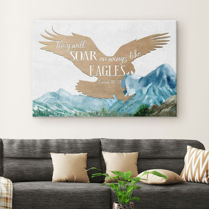 They Will Soar On Wings Like Eagles Isaiah 4031 Bible Verse Wall Art Canvas - Religious Wall Decor