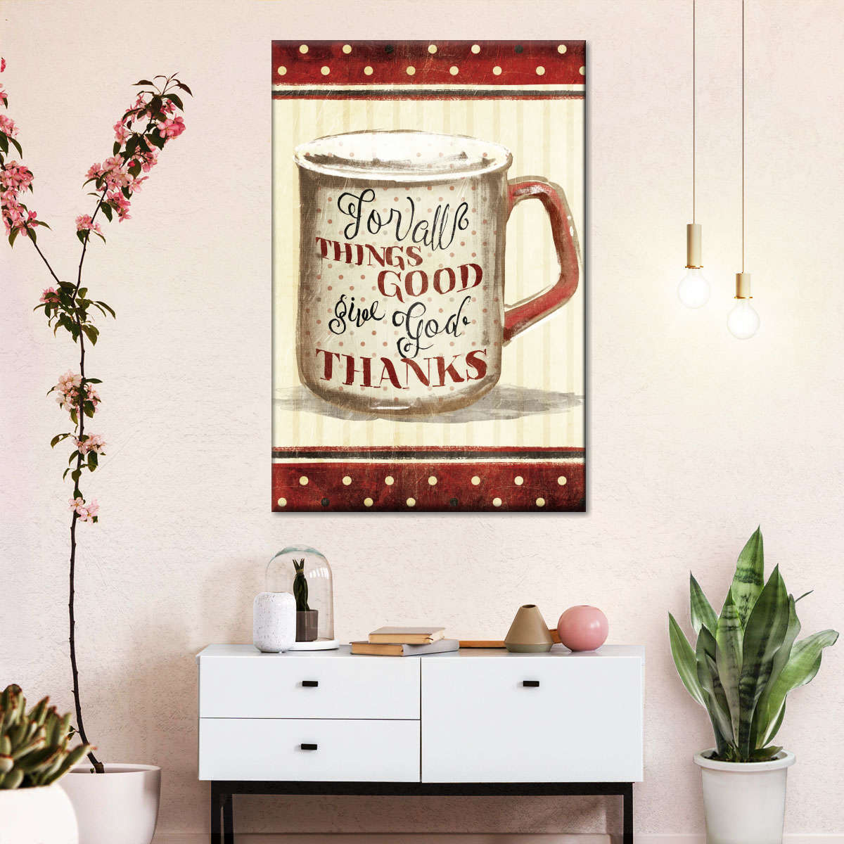 Things Good Wall Art Canvas - Canvas Religious Wall Art - Christian Wall Decor Living Room