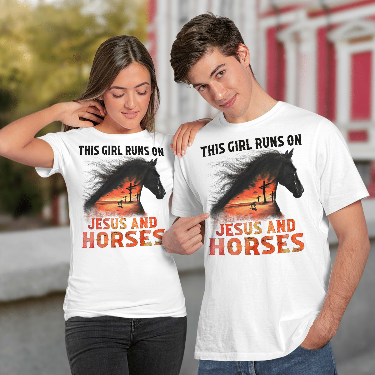 This Girl Runs On Jesus And Horses, Jesus Sweatshirt Hoodie, God T-Shirt, Faith T-Shirt