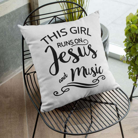 This Girl Runs On Jesus And Music Christian Pillow