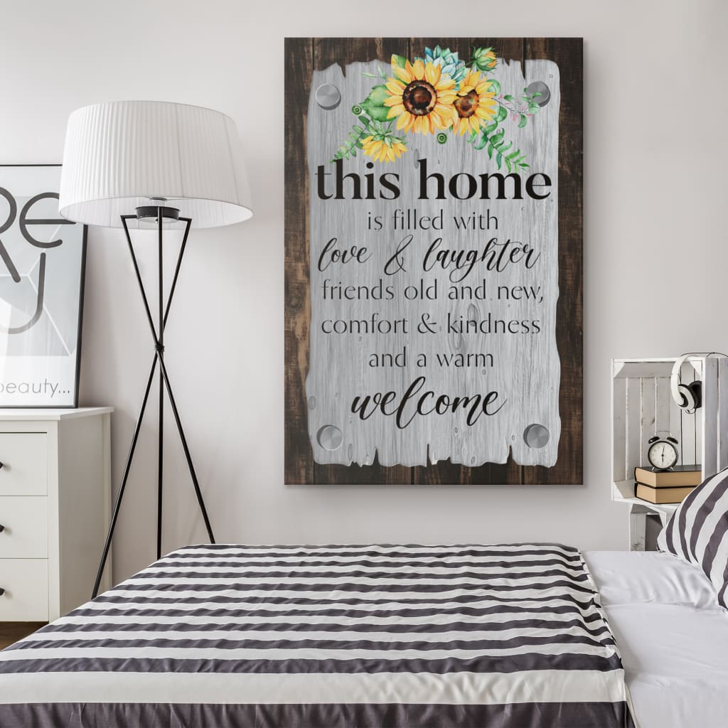 This Home Filled With Love And Laughter Canvas Wall Art - Christian Canvas Prints - Bible Verse Canvas