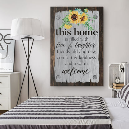 This Home Filled With Love And Laughter Canvas Wall Art - Christian Canvas Prints - Bible Verse Canvas