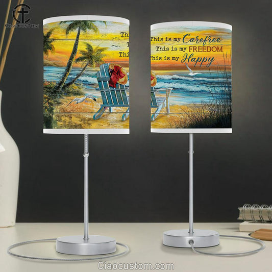This Is My Carefree Floppy Hat Sunset Beach Seagull Table Lamp For Bedroom - Bible Verse Table Lamp - Religious Room Decor