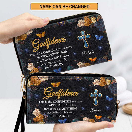 This Is The Confidence We Have In Approaching God Clutch Purse For Women - Personalized Name - Christian Gifts For Women